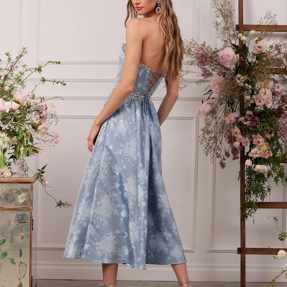 V. Chapman Strapless Blue Floral Dress - Picture 2 of 5